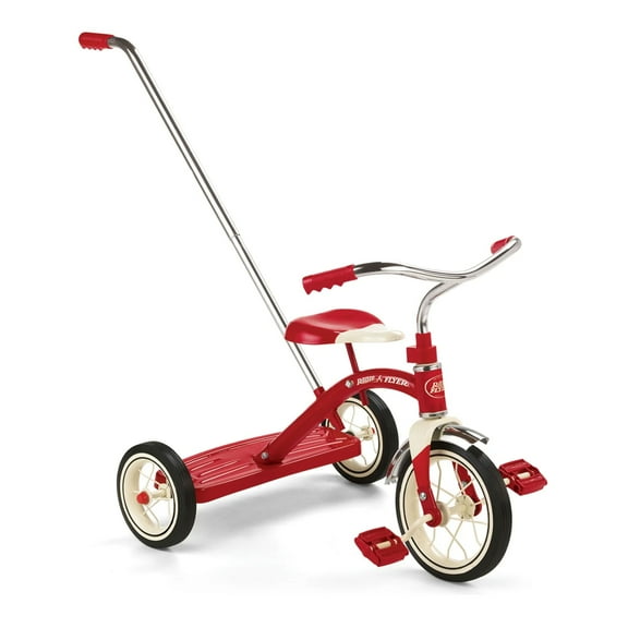 Open Box Radio Flyer Classic Steel Framed Tricycle w3 Position Push Handle, Red