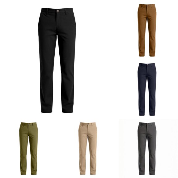 LIIPEE Boys Pants Back To School Rigid Waist Loose Fit Straight Leg Solid Color Casual Trousers With Pockets Kids Outdoor Comfortable Breathable Daily Bottoms,9-10 Years