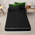 thumbnail image 4 of Erosebridal Curtain Bead Pattern Zipper Twin Comforter Sets with Fitted Sheet and 2 Pillowcases,Glowing Star Print Zipper Bedding Set,Bright Green Black,Black Reversible, 4 of 6
