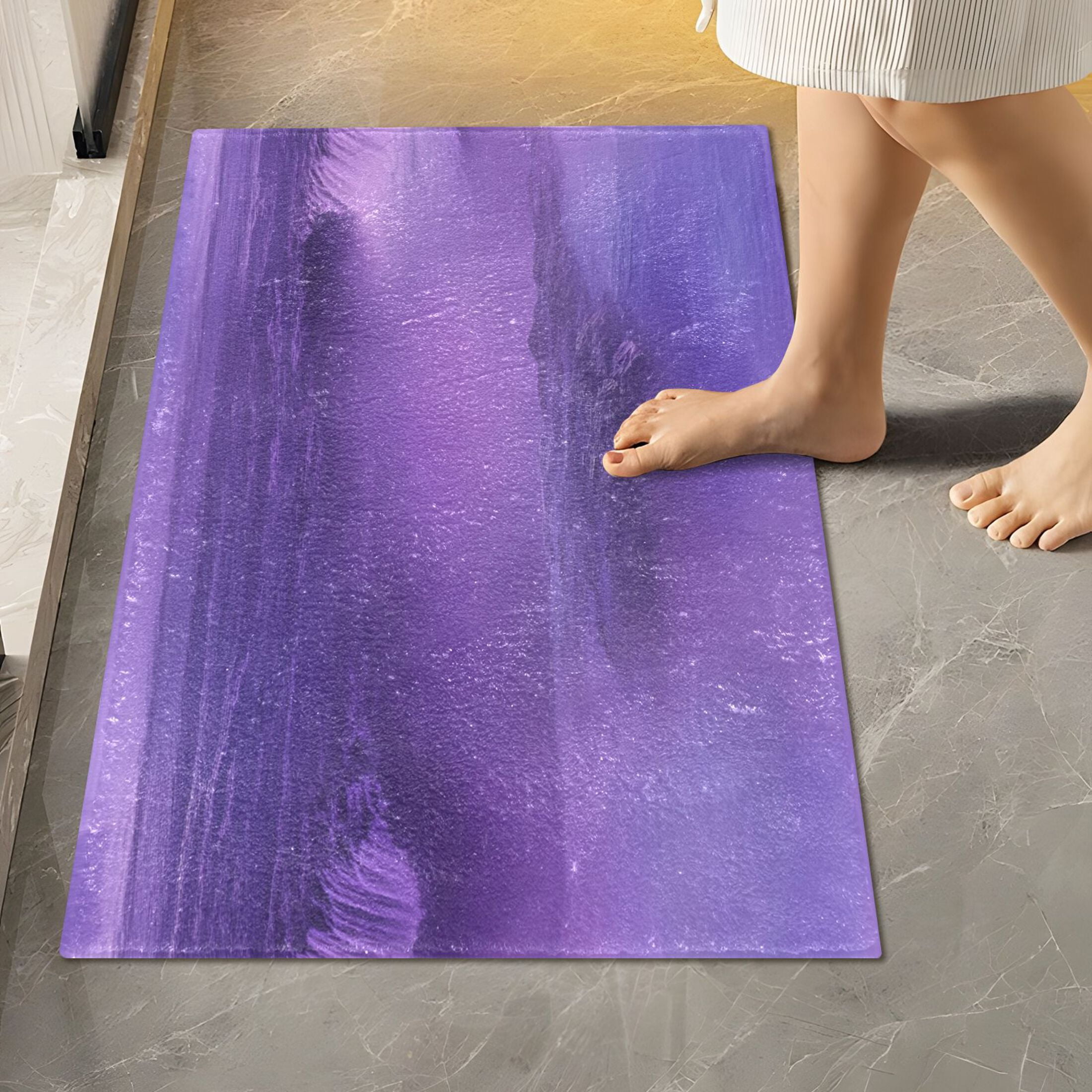 2 Piece Soft Bathroom Rug Set Purple Mist Bath Mat and U-Shaped Toilet Contour Rug (16"x24"+20"x24")