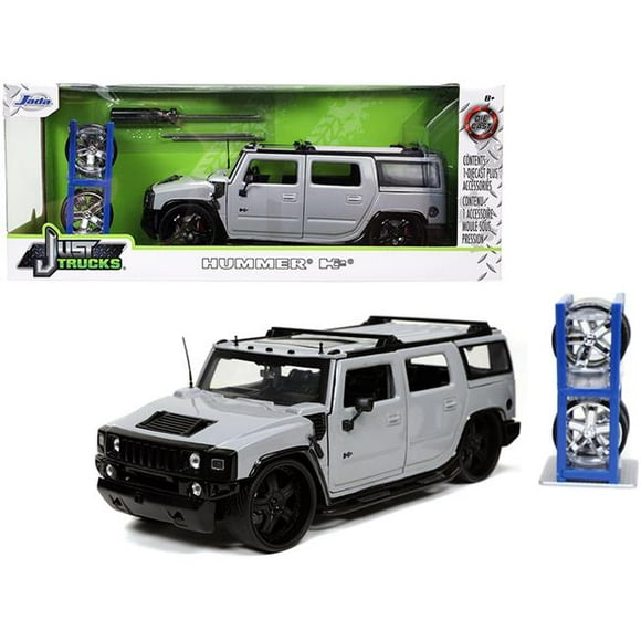 Jada 32310 Hummer H2 Gray with Extra Wheels Just Trucks Series 1 by 24 Scale Diecast Model Car