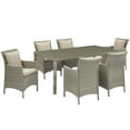 thumbnail image 2 of Modway Conduit 7 Piece Outdoor Patio Wicker Rattan Dining Set in Light Gray Beige, 2 of 6
