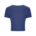 thumbnail image 6 of Blczomt Workout Spring Tops for Women Crop Short Sleeve Basic Tees Crew Neck Blue Going Out Bow Tie Summer Shirts for Women, 6 of 7