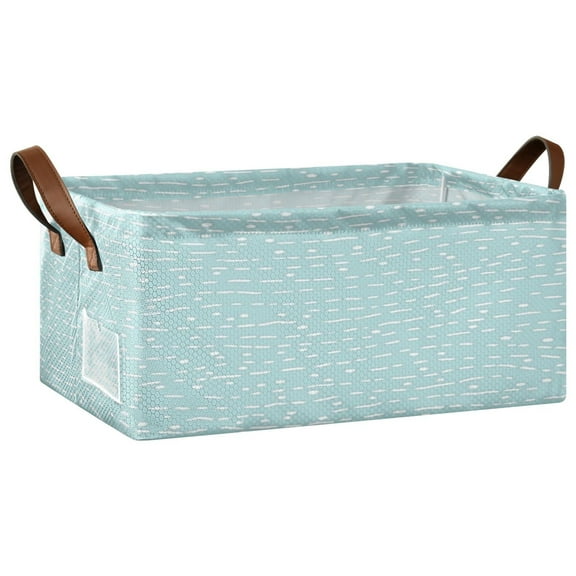 Light Blue Dots Open Home Storage Bins Foldable Metal Frame Shelf Baskets 16.9x11.4x7.7in Water-Resistant