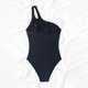 thumbnail image 4 of Traje de Baño de Hombro Inclinado de las Mujeres, Nuevo Hueco Conservador Color Sólido una Pieza para la Playa Y la Piscina, Traje de Baño de Nylon Retro, 4 of 9