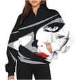 thumbnail image 1 of 2023 Mode pour Femmes Sweatshirt 50% de Réduction Mode Imprimé à Manches Longues Demi-Zip Col Montant Sans Capuche Hoodie, 1 of 4