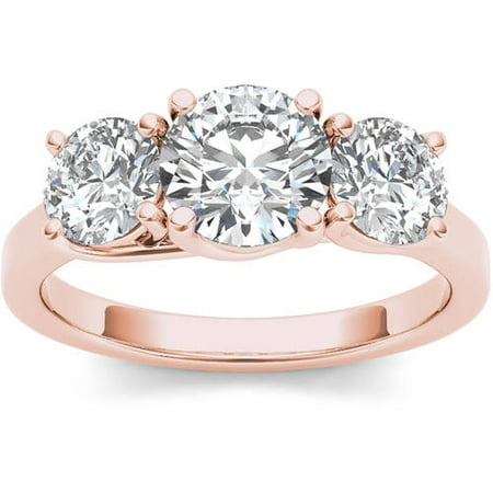 2 Carat T.W. Diamond Three-Stone 14kt Rose Gold Engagement (Best Price 2 Carat Engagement Ring)