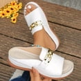 thumbnail image 4 of Xdegoge Mules for Women Wedge Slide Sandals Peep Toe Classic Horsebit Hardware Backless Slip On Dressy Casual Office Summer Comfort Daily Walking Shoes, 4 of 8