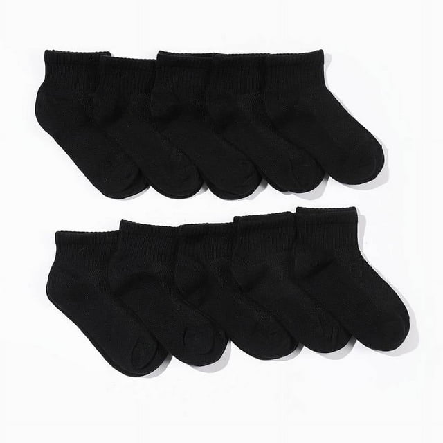 Everlast Calcetines Cuarto de Poliéster para Niños de 6 a 9 Años, Negro (Paquete de 6)