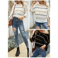 thumbnail image 3 of Pullovers Tricotés pour Femmes Rayés Manches 3/4 Boho Décontractés, 3 of 7