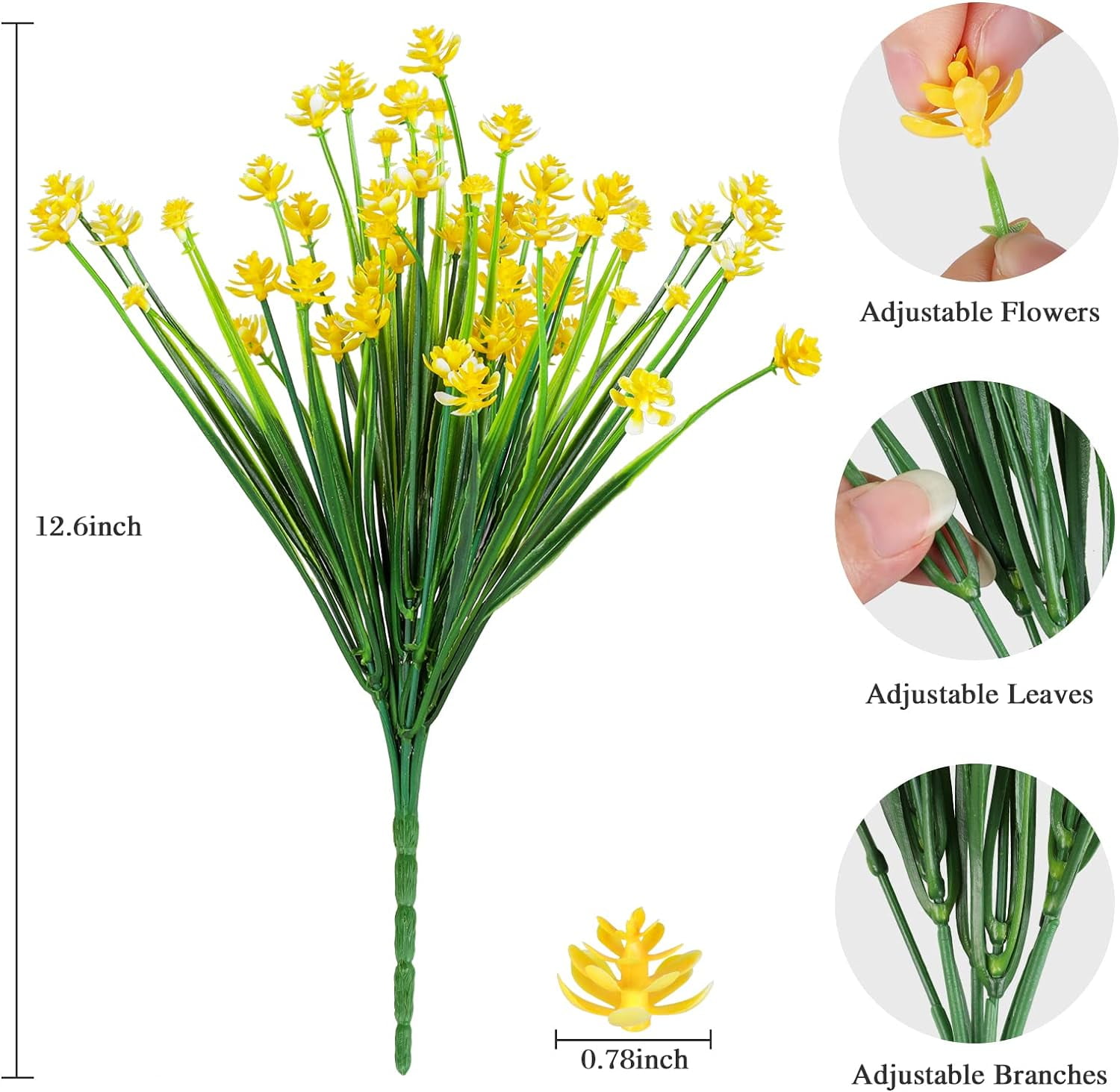 20 Bundles Artificial Flowers Outdoor UV Resistant Faux Flowers No Fade Fake Plastic Plants Garden Porch Window Box Decorating (Pure White)