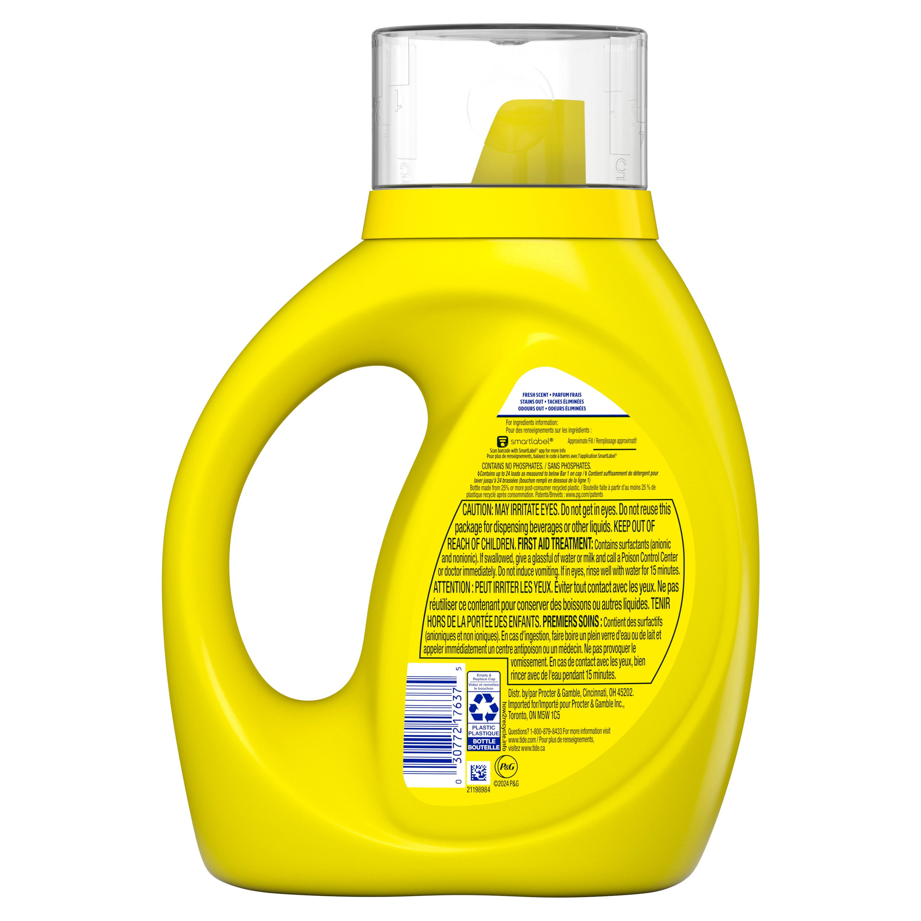 Détergent à lessive liquide Tide Simply Tout-en-un, parfum Aube fraîche, 24 brassées, 946 mL