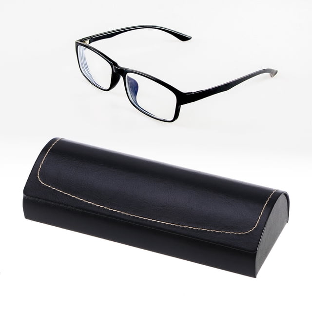 BESTYASH Estuche Rígido Para Gafas Cuero PU Negro Clásico Vintage Resistente Y Seguro Para Lentes