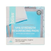 Bliss Thats Incredi-Peel Spa-Strength Resurfacing Pads with 10% Glycolic Acid Facial Treatment For All Skin Types, 15 Count