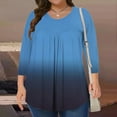 thumbnail image 2 of Yubnlvae Blue Women's Casual Pluse Size 3/4 Sleeve T Shirts Round Neck Cute Tunic Tops Basic Tees Blouses Business Work Tee Top, 5Xl, 2 of 6