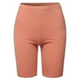 thumbnail image 2 of A2Y Women's Basic Solid Premium Cotton Mid Thigh High Rise Biker Bermuda Shorts Ash Rose M, 2 of 5