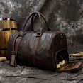 thumbnail image 2 of Bolso de viaje de cuero genuino de lujo para hombre y mujer, bolso de equipaje de mano de cuero de vaca, bolso de hombro de viaje, bolso de lona de fin de semana para hombre y mujer, 2 of 4