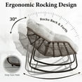 thumbnail image 4 of Indoor Outdoor Rocking Chair, Oversized Papasan Rocking Chair with Padded Cushion, Rocker Egg for Front Porch, Garden, Living Room, Bedroom, Apartment, 4 of 9