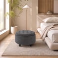 thumbnail image 4 of Darkgrey Round Ottoman with Storage and Reversible Tray, Upholstered Fabric Footrest Coffee Table for Living Room, Bedroom, Entryway-25 Inch, 4 of 10