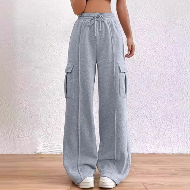 TINZ Pantalons de Course pour Femmes Automne Pantalons Larges Décontractés Pantalons de Jogging Décontractés avec Poches Bas de Mode Ajustés pour Femmes Pantalons de Survêtement Décontractés pour Femmes