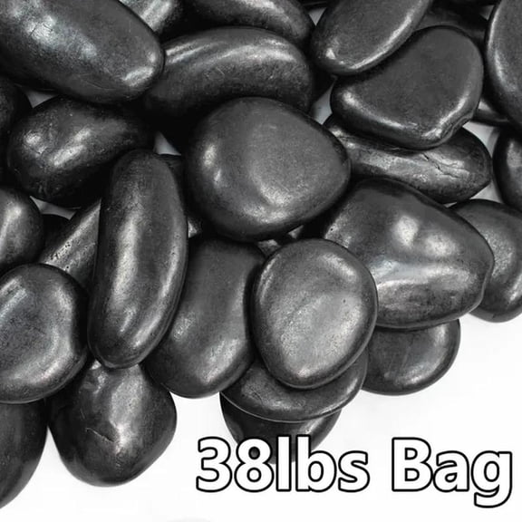 Black River Rocks, Polished Pebbles for Plants, Vase Filler, Aquarium, Landscaping, Indoor/Outdoor Decor