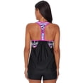 thumbnail image 4 of POGLIP Haut de Tankini Rehausseur à Dos en T à Bretelles Imprimé Rayé Blouson Rose pour Femme, 4 of 6