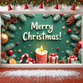 thumbnail image 2 of Green Theme Christmas Banner Festive Design Merry Christmas Banner Red Ornaments Gold Stars Xmas Banner for Christmas Party Holiday Celebration Indoor Decoration, 2 of 9