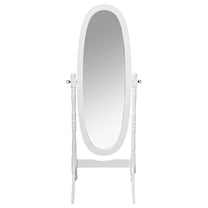 Ore International White Finish Oval Wood Cheval Floor Standing Mirror - 59.5" tall