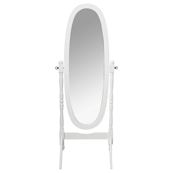 Ore International White Finish Oval Wood Cheval Floor Standing Mirror - 59.5" tall