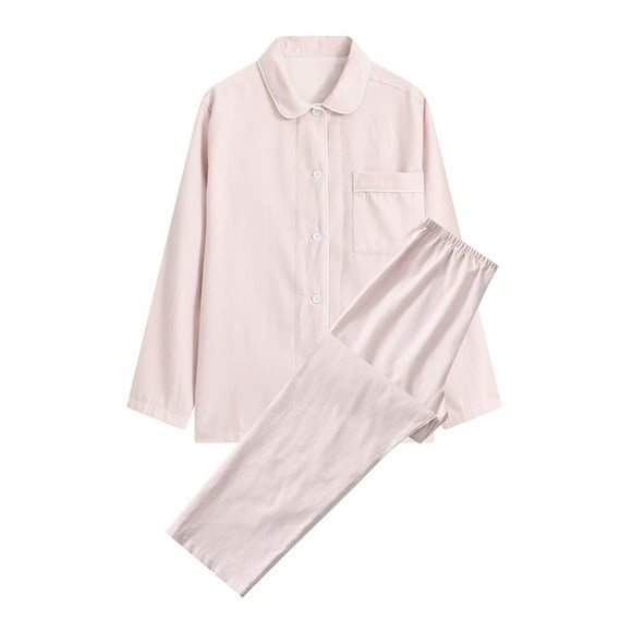 Timegard Womens 2 Piece Pajamas Outfits Long Sleeve Button down Tops with Pockets Elastic Waist Pants Loungewear Sets
