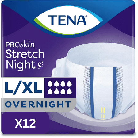 2 pack...TENA ProSkin Overnight Protection Incontinence Briefs, Large / Extra Large, 12 Count
