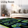 thumbnail image 2 of ODIKA 5' x 7' Machine Washable Non-Slip Area Rug, Cyberpunk Gamepad High Traffic Rug, Blue, 85312, 2 of 7