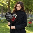 thumbnail image 5 of Metal Outdoor Decor, Grave Decorations, Sympathy Gifts for Loss of Mother, Grave Markers for Cemetery, 10X6 Inch Black Heart Metal Garden Stake Memorial Plaque with Rose and, 5 of 7
