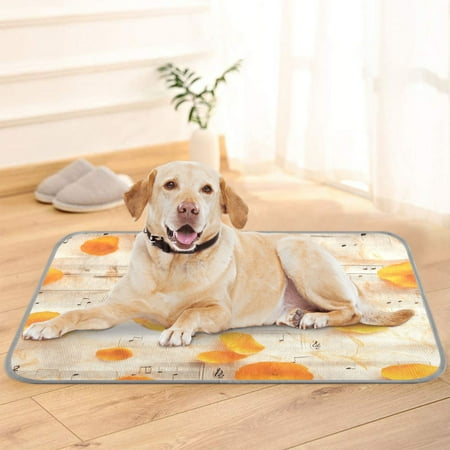 Pet Cooling Pad Foldable Self Cooling Mat Breathable Pet Cushion Sleep Pad for Dogs and Cats Sheet Of Music Orange Petals S