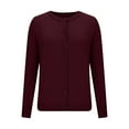 thumbnail image 4 of HOMBOM Womens Sweaters Plain Long Sleeve Wine Crew Neck Button down Open Front Cardigans for Women Cardigan, 4 of 7