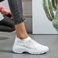 thumbnail image 4 of Women's Rhinestone Mesh Slip On Walking Shoes Fashion Breathable Spakly Glitter Casual Non Slip Sock Sneakers, 4 of 6