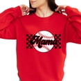 thumbnail image 5 of Baseball Mama Checkered Baseball Mom Sweatshirt Women Gift for Softball Mom Red Sweatshirt Adult X-Large, 5 of 5