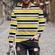 thumbnail image 1 of Blusas y camisas de manga larga con cuello redondo para hombre, blusa informal de manga larga con cuello redondo y estampado de rayas, blusa de poliéster para hombre, 1 of 5