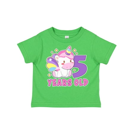 

Inktastic 5 Years Old with Cute Unicorn Birthday Gift Toddler Toddler Girl T-Shirt