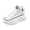 White, variant on Pandaie Chunky Sneakers for Women Fashion PU Leather High Top Canvas Shoes Lace up Wedge Walking Platform Sneaker with Side Zipper Non Slip Sole Memory Foam Black 5.5