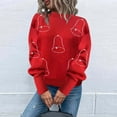 thumbnail image 2 of Chandail de Noël pour Femmes, Chandail en Molleton Chaud et Moelleux, Col Rond, Cardigan de Mode, Mignon, Imprimé Graphique, Tricoté, Doux, Fermeture Mi-Longue, 2 of 5