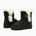 thumbnail image 2 of Weestep Wood Button Warm Shearling Winter Lightweight Snow Boots(13 Little Kid, Black/White), 2 of 7