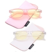 Newbee Fashion 2 Packs Kids Blue Light Block Glasses Girls Boys Teens (5-17 Years) Computer and Gamer Eyewear Anti-Glare Protection Anti-Fatigue Anti UV Glasses for Smartphone Screens