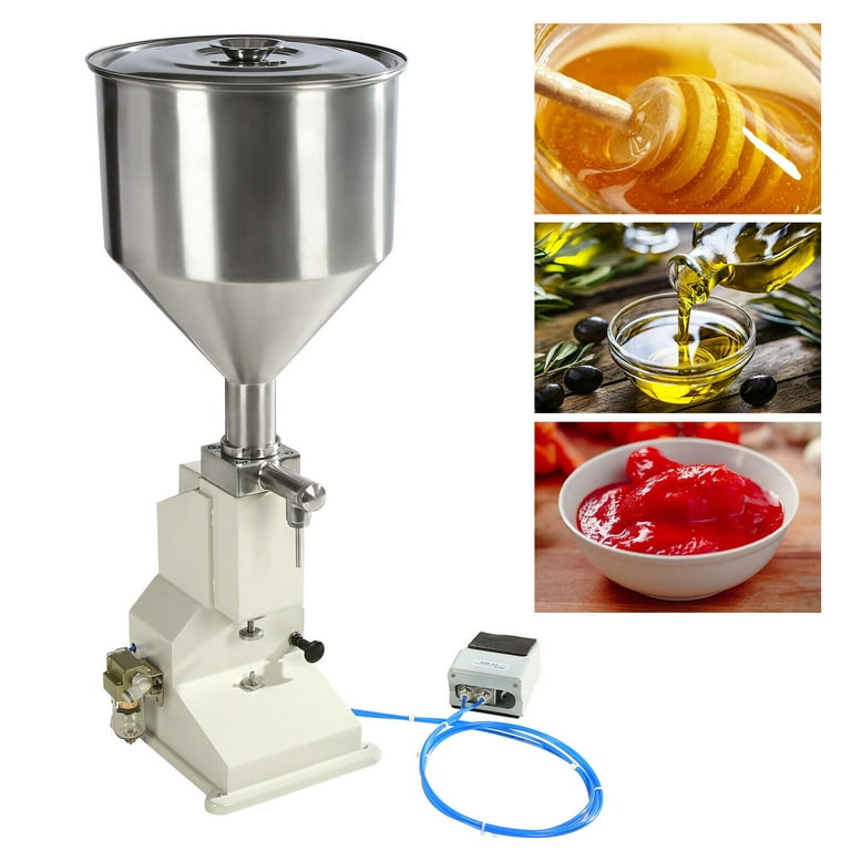 5-50ml Pneumatic Bottle Filling Machine Shampoo Cosmetic Paste Liquid Oil Filler, Size: 79, Silver