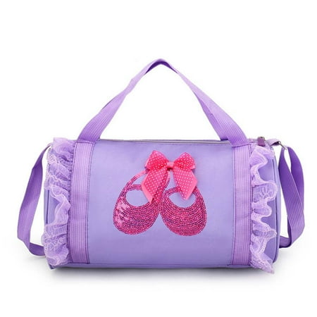 

Cute toddler Ballet Bag For Little Girl Ballet Bag Small Duffle Bag Backpack Gym Bag For Girls (Purple Shoes) 32*19*19cm