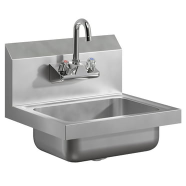 AmGood Wall Mounted Hand Sink with Gooseneck Faucet | 17" x 15" x 5"