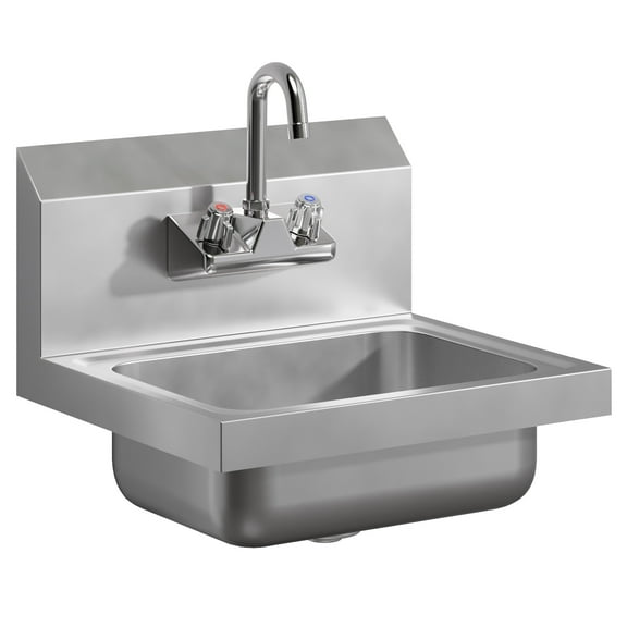 AmGood Wall Mounted Hand Sink with Gooseneck Faucet | 17" x 15" x 5"
