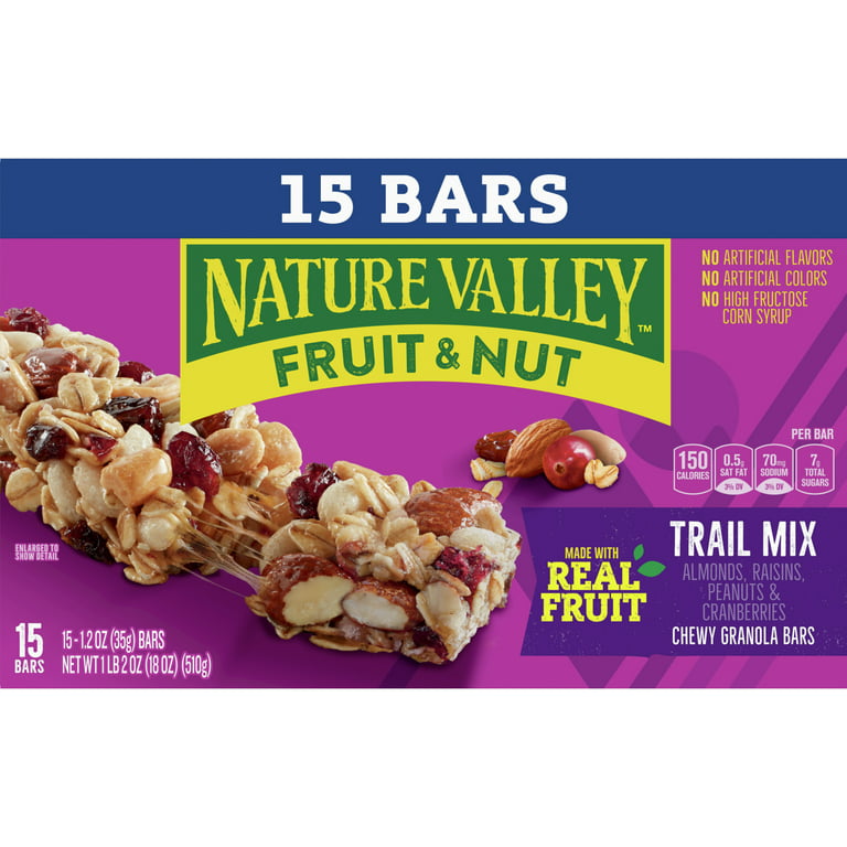 Nature Valley Chewy Fruit and Nut Granola Bars, Trail Mix, 15 Bars