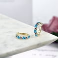 thumbnail image 4 of Gem Stone King 4.70 Ct Swiss Blue Topaz Red Created Ruby 18K Yellow Gold Plated Silver Hoop Earrings, 4 of 4