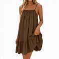 thumbnail image 5 of Women Summer Spaghetti Strap Swing Mini Dress Casual Ruffle Hem Loose Cami Dress, 5 of 7